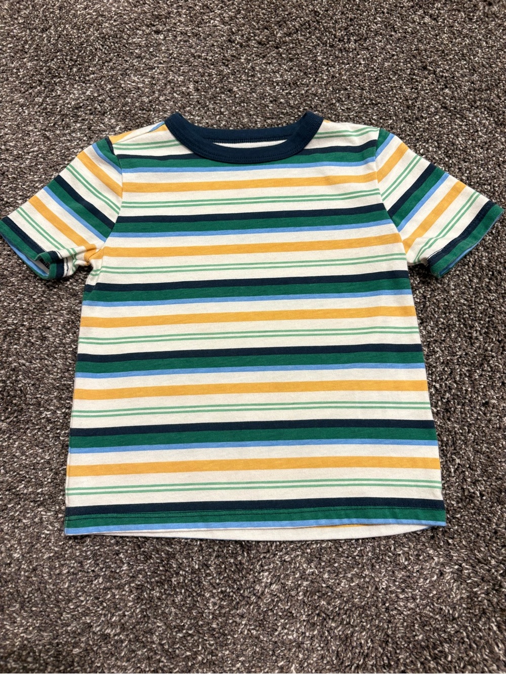 Wonder Nation Short-Sleeve Striped Tee in Navy, Green & Yellow